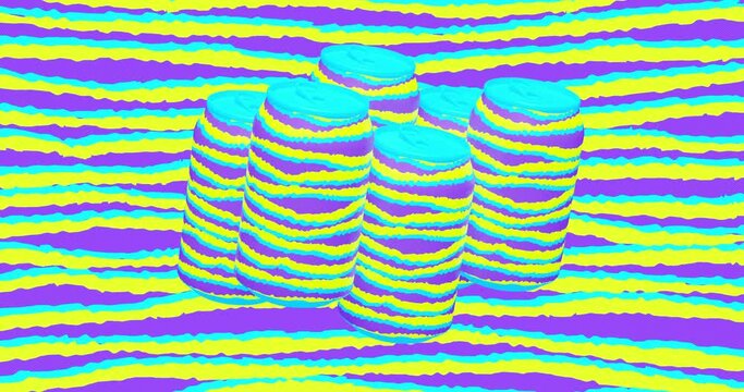 Minimal motion design. 3d creative avocado moves in abstract animal pattern space.4k video Food, health, vegan food concept.