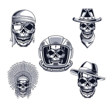 five skulls heads