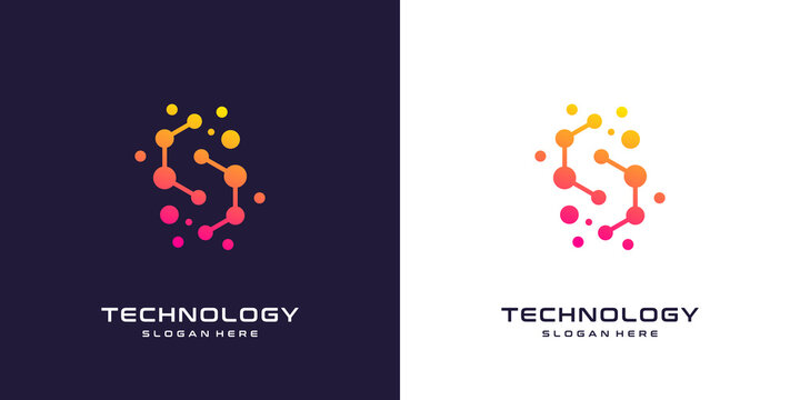 Letter C logo design with technology icon