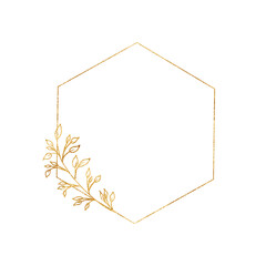 Gold frame isolated on a white background. Holiday cards. Wedding invitations.