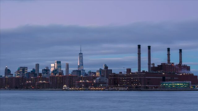 View On The Lower East Side From The East River In The Night To Day Time Lapse