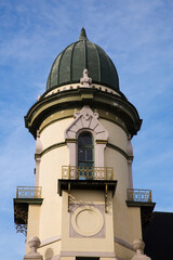 Fototapeta premium USA, Georgia, Savannah. Historic tower of old police barracks.