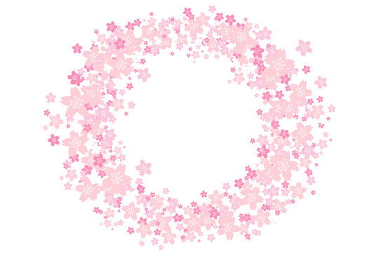 桜の花びら円形のフレーム2