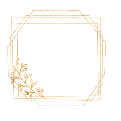 Gold frame isolated on a white background. Holiday cards. Wedding invitations.