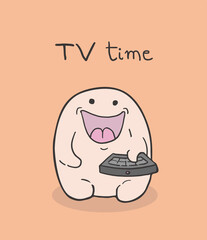 Funny character watching tv