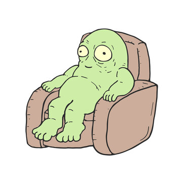 Funny alien in relax pose