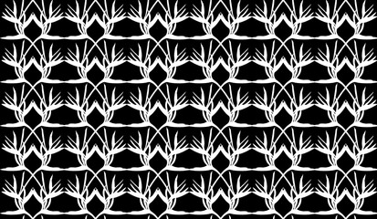Seamless pattern of white Heliconia flowers in black background.