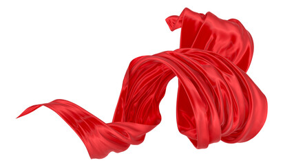 Beautiful flowing fabric of red wavy silk or satin. 3d rendering image.