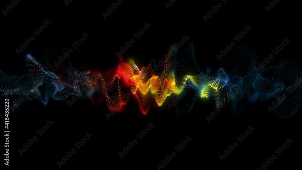 Aufkleber animation. abstract glowing lines background. wavy form neon line structure. futuristic blue,yellow,
