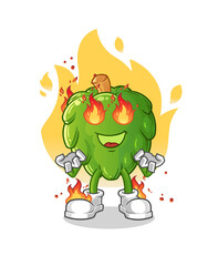 artichoke on fire mascot. cartoon vector