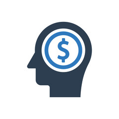 finance head icon - mind money icon - Dollar sign symbol