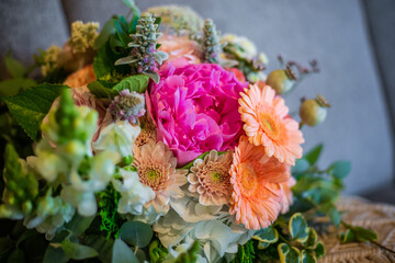 Beautiful wedding flowers bouquet close up