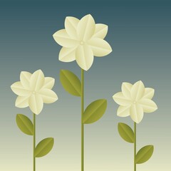 Fototapeta premium decorative flowers and leaves, stylized botanical elements, spring, summer, vector