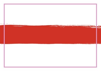 Red painted stripe on white background with copy space with pink frame