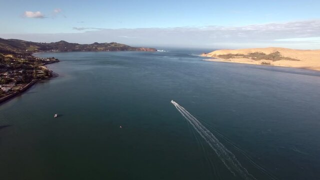Scenic aerial view of Hokianga Harbour, New Zealand