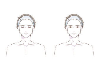Fototapeta premium ヘアバンドをつけた男性の美容イメージイラスト素材セット