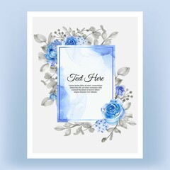 Beautiful floral frame with elegant flower blue