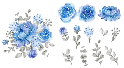 schönes Blumenblau lokalisiertes Blatt und Blume © orchidart