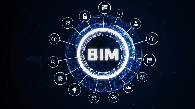 The concept of business, technology, the Internet and the network. virtual screen of the future and sees the inscription: BIM