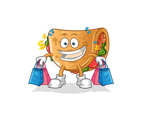 burrito shoping mascot. cartoon vector