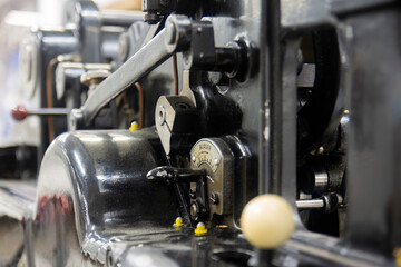 Heidelberg Cylinder printing and die cutting machine. different angle and close up to the parts.