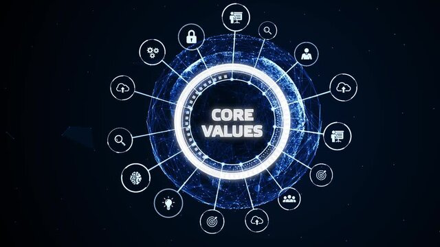 Business, Technology, Internet and network concept. Core values responsibility ethics goals company concept