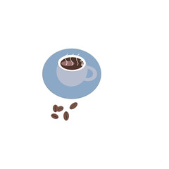 Hot coffee in a cup on a white background