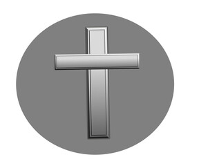 Obraz premium Cross on gray background, christianity, 3d illustration.