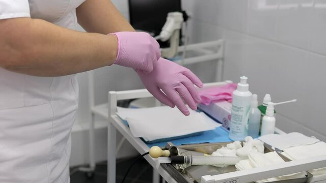 Coloproctologist. Medical instruments of the proctologist's office.