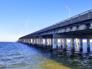 The bay under the bridge of Campbell Causeway near Clearwater, Florida, U.S.A