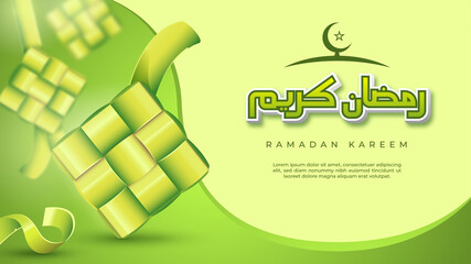 Ramadan Kareem with Realistic Ketupats Background