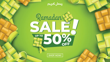Ramadan Sale with Ketupats Background