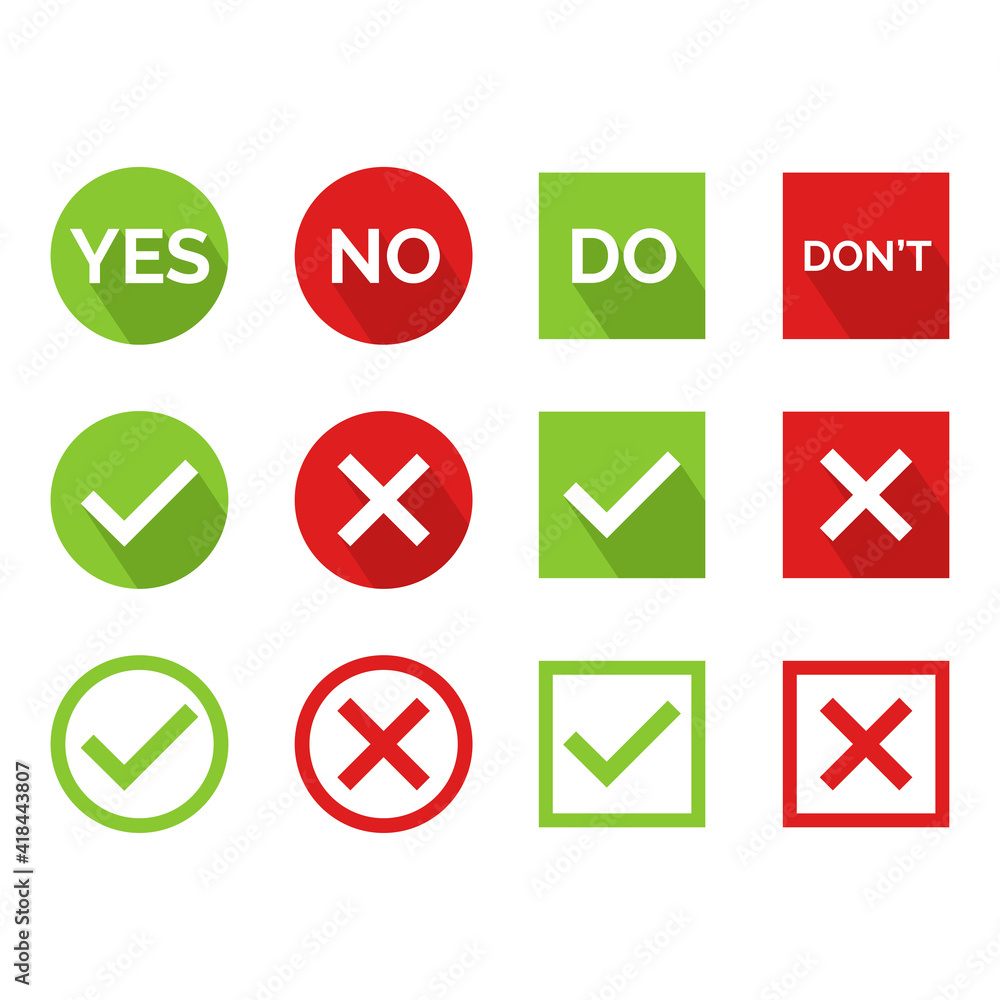 Poster flat vector illustration of a yes or no icon. perfect for design element from tips and tricks articl