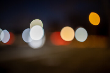 Bokeh effect with Street Lights, Headlights, and Traffic lights