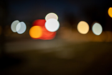 Bokeh effect with Street Lights, Headlights, and Traffic lights
