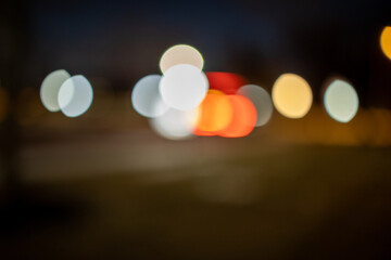 Bokeh effect with Street Lights, Headlights, and Traffic lights