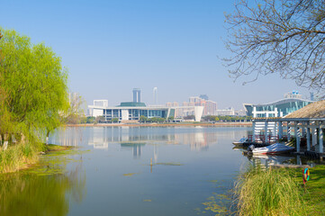 Fototapeta na wymiar Spring scenery of Yuehu Park in Hanyang, Wuhan, Hubei, China