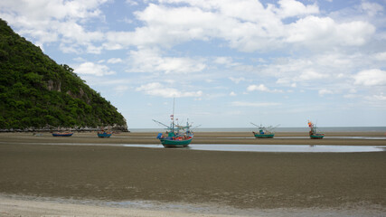 Beautiful panorama traditional boat, Hua Hin Thailand