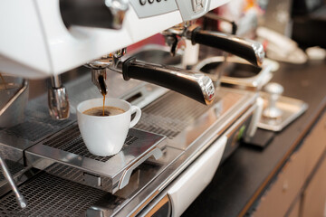 black coffee morning on coffee maker