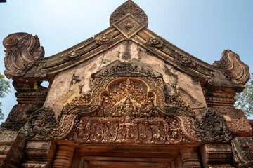 Banteay Srei Temple is an ancient temple in archaeological site in Cambodia.