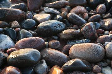 Wet stones by the sea