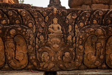 Banteay Srei Temple is an ancient temple in archaeological site in Cambodia.