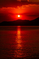 sunset over the lake