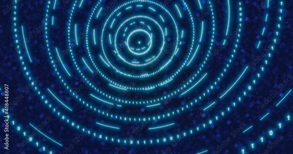 Aufkleber neon digital binary tunnel. background for network, big data, data center, digital event.