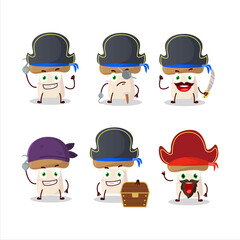 Cartoon character of champignon with various pirates emoticons