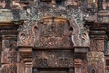 Banteay Srei Temple is an ancient temple in archaeological site in Cambodia.