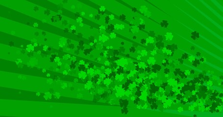 Patrick Day background with falling shamrock leaf pattern. For festive pub party. 3D illustration 3D rendering