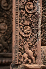 Banteay Srei Temple is an ancient temple in archaeological site in Cambodia.
