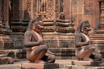 Banteay Srei Temple is an ancient temple in archaeological site in Cambodia.