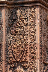 Banteay Srei Temple is an ancient temple in archaeological site in Cambodia.